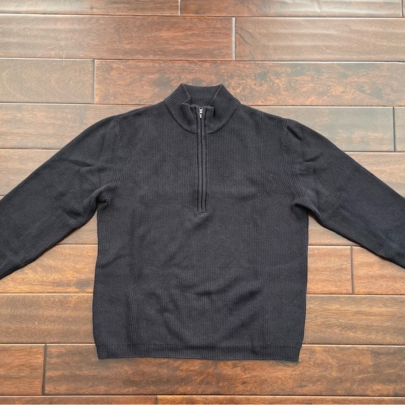 Calvin Klein Black 1/4 Zip Pull Over Sweater Size Large - Picture 3 of 7